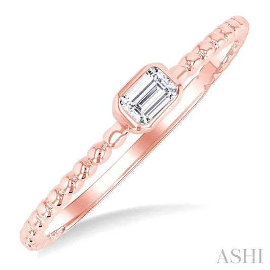 Bead Bijoux�� Emerald Shape East-West Bezel Set Petite Diamond Fashion Ring