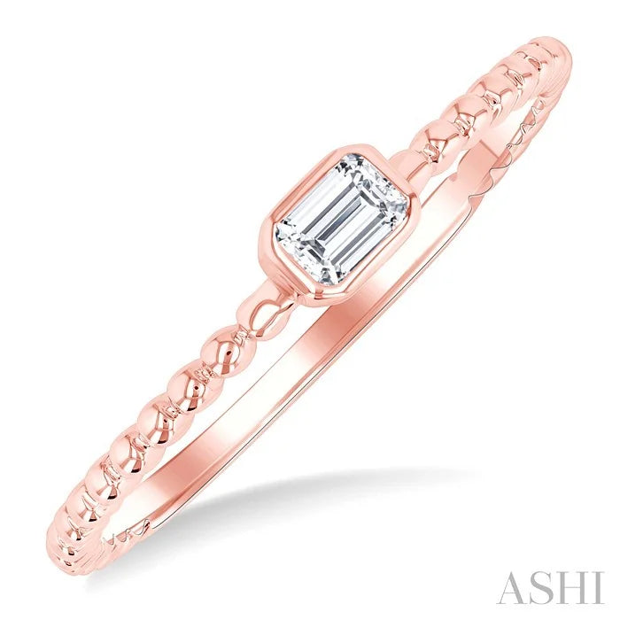 Bead Bijoux�� Emerald Shape East-West Bezel Set Petite Diamond Fashion Ring