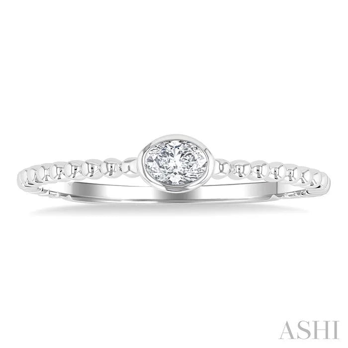Bead Bijoux Oval Shape East-West Bezel Set Petite Diamond Fashion Ring