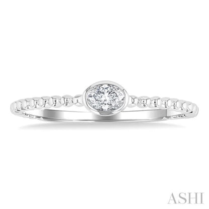 Bead Bijoux Oval Shape East-West Bezel Set Petite Diamond Fashion Ring