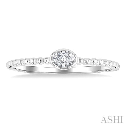 Bead Bijoux Oval Shape East-West Bezel Set Petite Diamond Fashion Ring