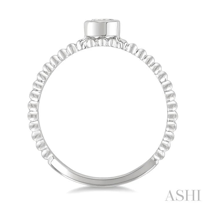 Bead Bijoux Oval Shape East-West Bezel Set Petite Diamond Fashion Ring