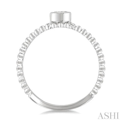 Bead Bijoux Oval Shape East-West Bezel Set Petite Diamond Fashion Ring