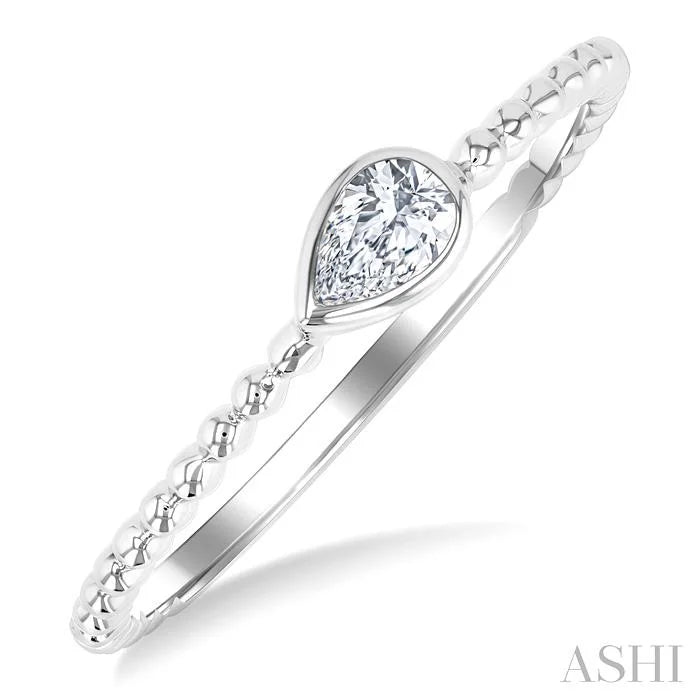 Bead Bijoux Pear Shape East-West Bezel Set Petite Diamond Fashion Ring