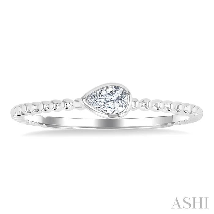 Bead Bijoux Pear Shape East-West Bezel Set Petite Diamond Fashion Ring