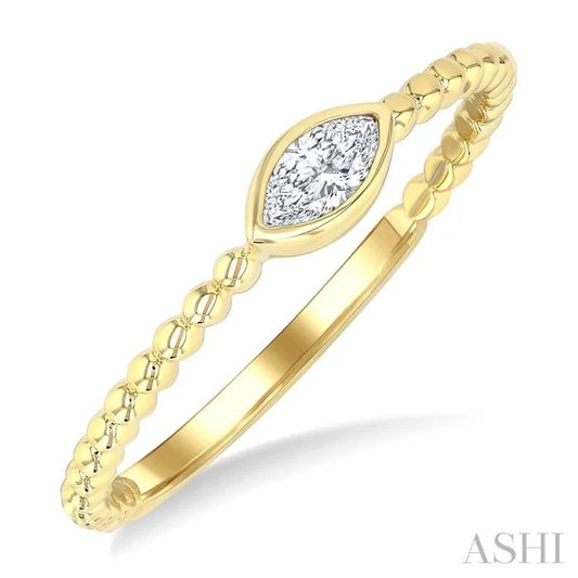 Bead Bijoux Marquise Shape East-West Bezel Set Petite Diamond Fashion Ring
