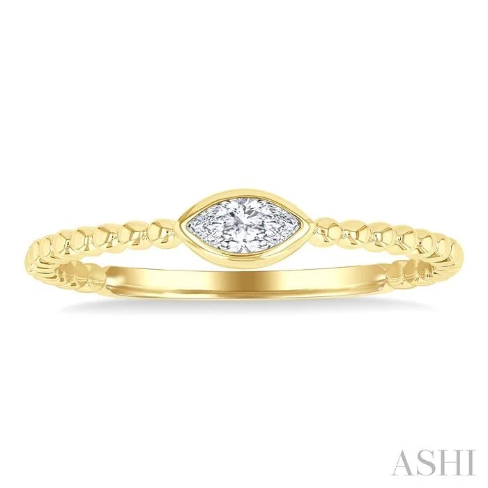 Bead Bijoux Marquise Shape East-West Bezel Set Petite Diamond Fashion Ring
