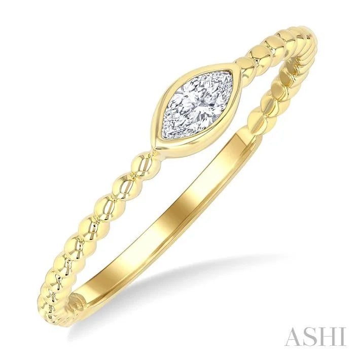 Bead Bijoux Marquise Shape East-West Bezel Set Petite Diamond Fashion Ring