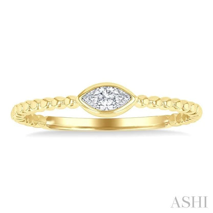 Bead Bijoux Marquise Shape East-West Bezel Set Petite Diamond Fashion Ring