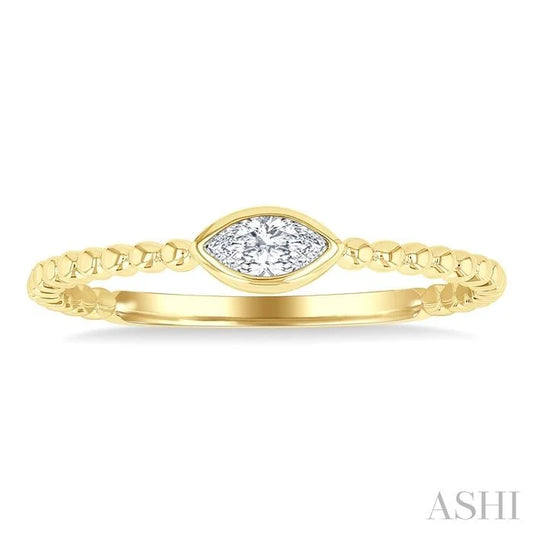 Bead Bijoux Marquise Shape East-West Bezel Set Petite Diamond Fashion Ring