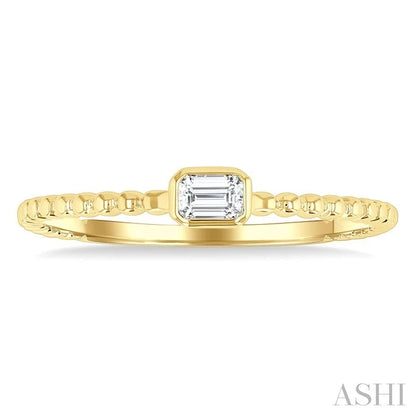 Bead Bijoux Emerald Shape East-West Bezel Set Petite Diamond Fashion Ring