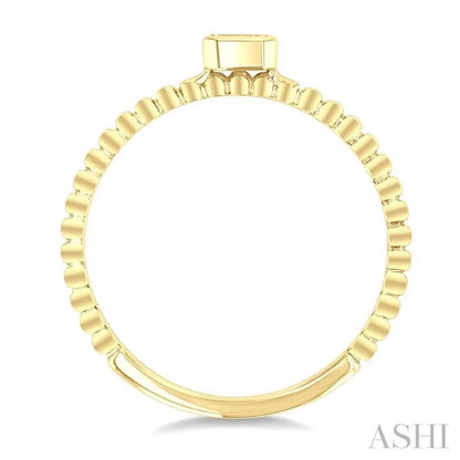 Bead Bijoux Emerald Shape East-West Bezel Set Petite Diamond Fashion Ring