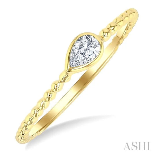 Bead Bijoux Pear Shape East-West Bezel Set Petite Diamond Fashion Ring