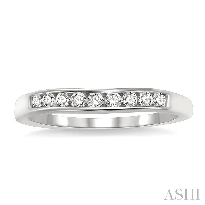 Channel Set Curved Diamond Wedding Band
