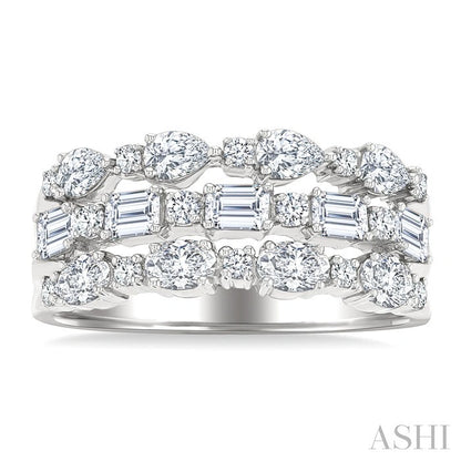 Bold Mixed Shape Three Row Diamond Fashion Band