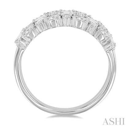 Bold Mixed Shape Three Row Diamond Fashion Band