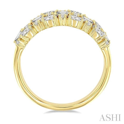 Bold Mixed Shape Three Row Diamond Fashion Band