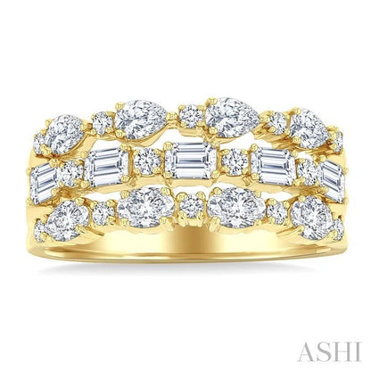 Bold Mixed Shape Three Row Diamond Fashion Band