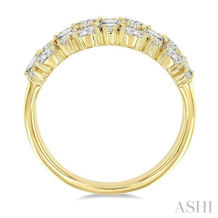 Bold Mixed Shape Three Row Diamond Fashion Band