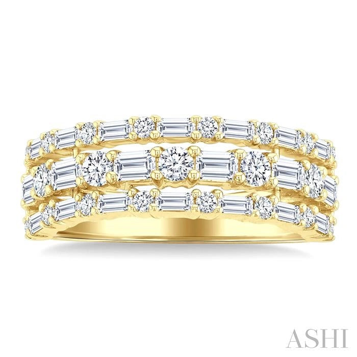 Three Row Baguette Diamond Fashion Band