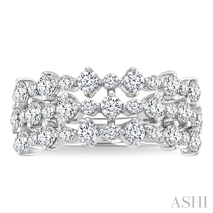 Bold Three Row Diamond Fashion Band