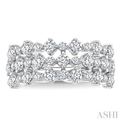 Bold Three Row Diamond Fashion Band