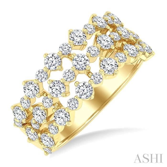 Bold Three Row Diamond Fashion Band