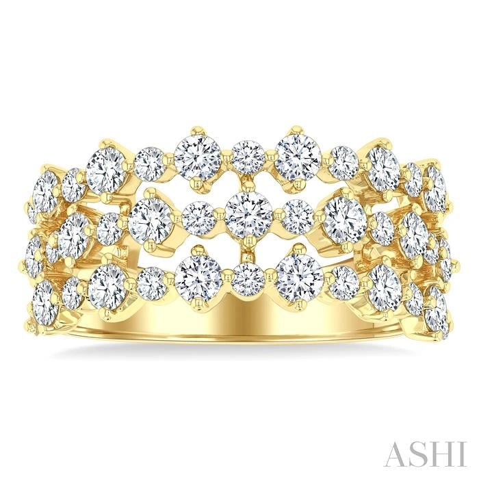 Bold Three Row Diamond Fashion Band