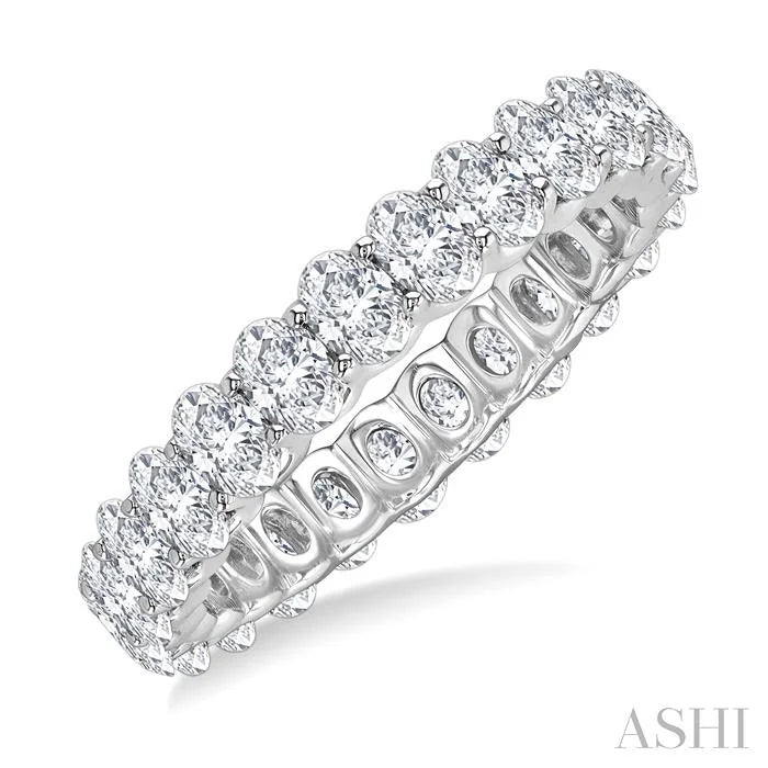Oval Shape North-South Eternity Diamond Wedding Band