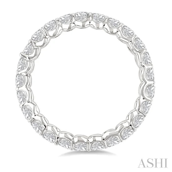 Oval Shape North-South Eternity Diamond Wedding Band