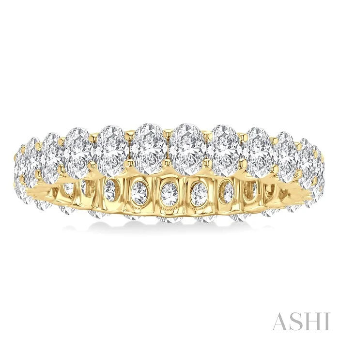 Oval Shape North-South Eternity Diamond Wedding Band