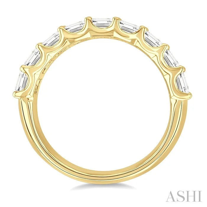 Bold Emerald Shape 3 Row Diamond Band