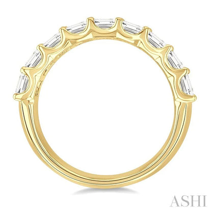 Bold Emerald Shape 3 Row Diamond Band