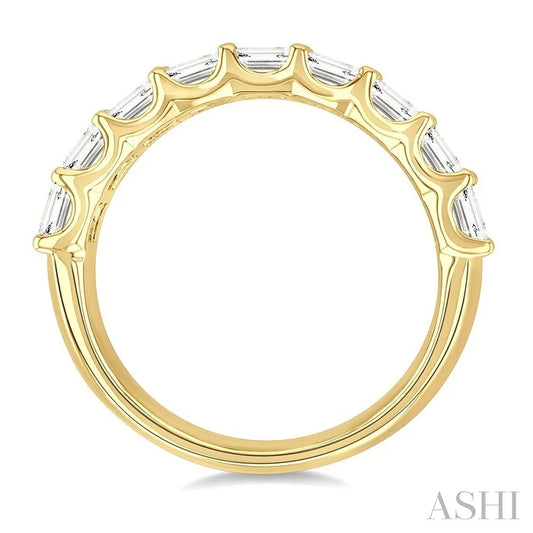 Bold Emerald Shape 3 Row Diamond Band