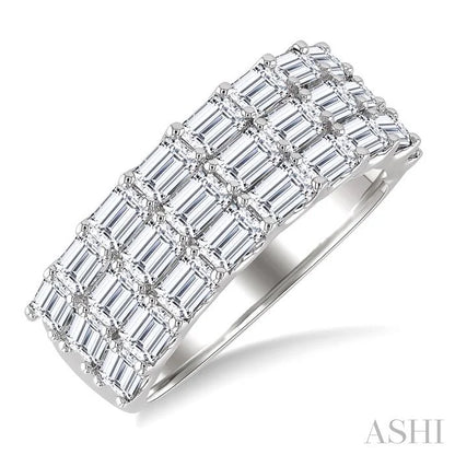 Bold Emerald Shape 3 Row Diamond Band