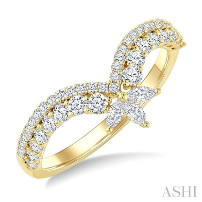 2 Row Chevron Diamond Fashion Ring