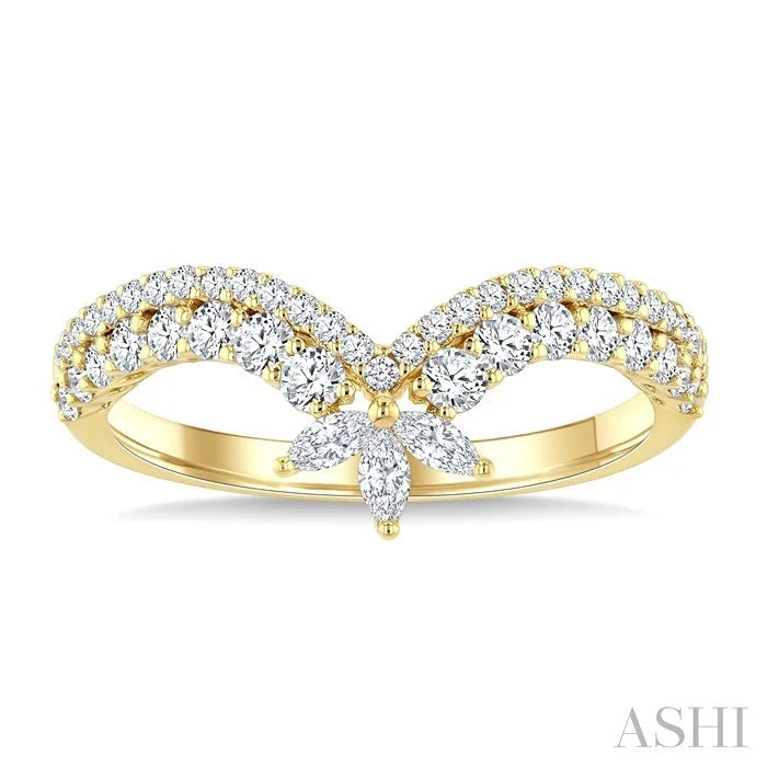 2 Row Chevron Diamond Fashion Ring
