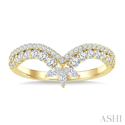 2 Row Chevron Diamond Fashion Ring
