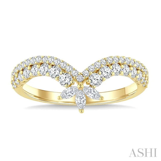 2 Row Chevron Diamond Fashion Ring