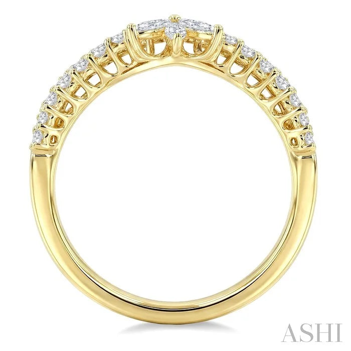 2 Row Chevron Diamond Fashion Ring