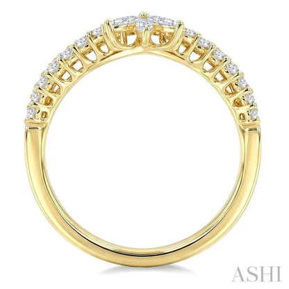 2 Row Chevron Diamond Fashion Ring