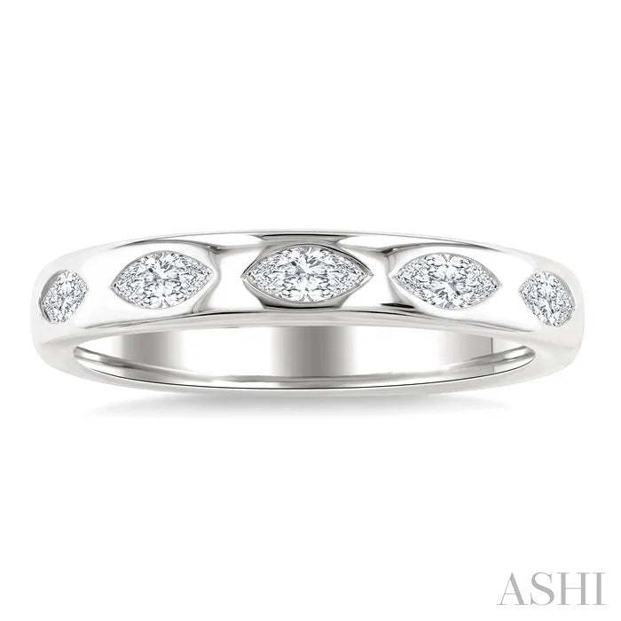 5 Stone Marquise Shape Bezel Set Diamond Band
