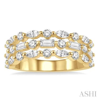 Bold Three Row Baguette Diamond Fashion Band