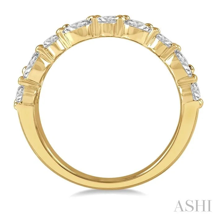 Bold Three Row Baguette Diamond Fashion Band