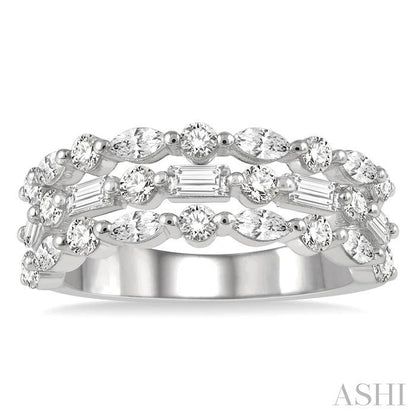 Bold Three Row Baguette Diamond Fashion Band