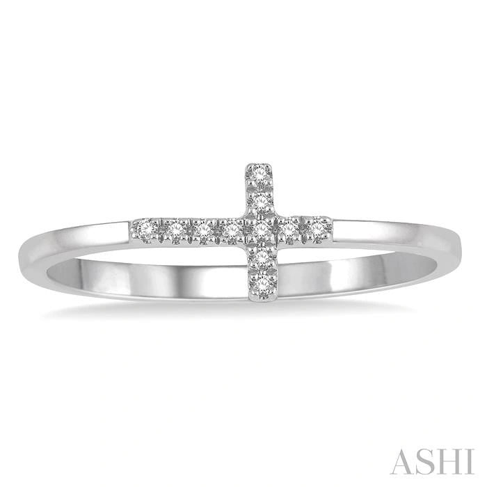 Sideway Cross Diamond Fashion Ring