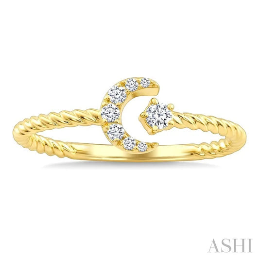 Stackable Crescent Moon & Star Diamond Fashion Ring