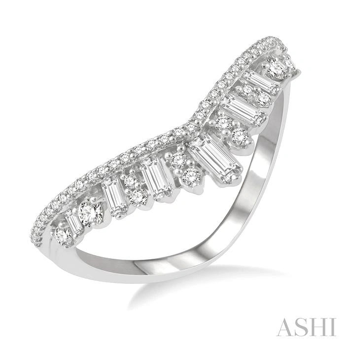 Chevron Baguette Diamond Fashion Ring