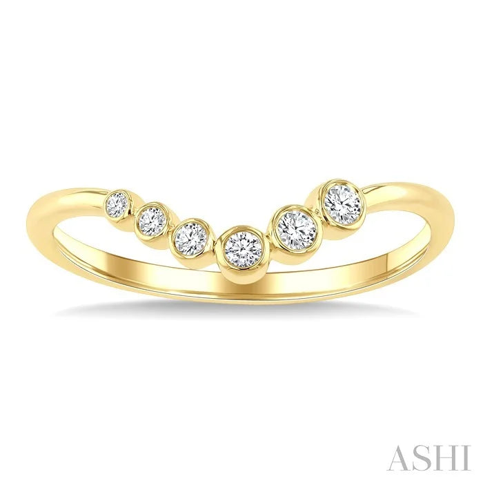 Graduated Wave Bezel Diamond Stackable Fashion Ring