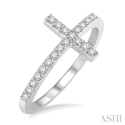 Sideway Cross Diamond Fashion Ring